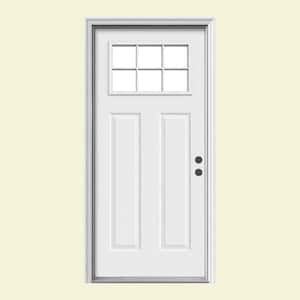 Premium 6 Lite Primed Steel Prehung Front Door with Brickmold