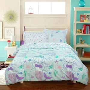 Mystical Mermaid Blue Bed in a Bag with Reversible Comforter