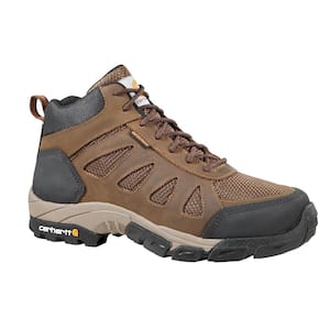Men's Brown Leather and Brown Nylon Waterproof Soft Toe 4 in. Lightweight Work Hiker
