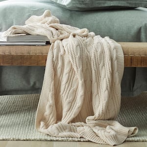 Chunky Cable Knit Cotton Throw