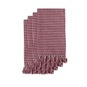 Homespun Fringed 18 in. x 18 in. 100% Cotton Napkins (4-Pack)