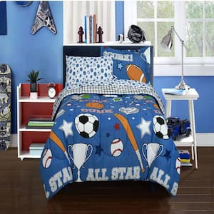 Game Day Blue Bed in a Bag with Reversible Comforter