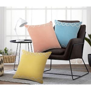 Solid Color Chevron Edge Cozy Poly-Fill 20 in. x 20 in.Throw Pillow