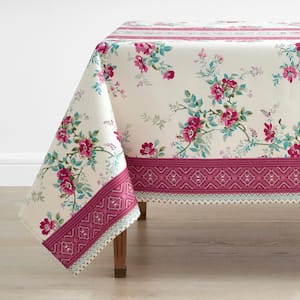 Villa D’Ascoli Rose Stripe Floral Cotton Tablecloth