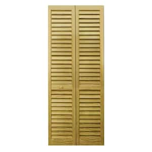 24 in. Plantation Louvered Solid Core Unfinished Wood Interior Closet Bi-fold Door