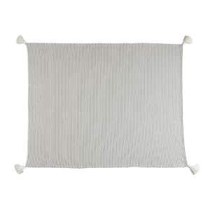 Nicobar Striped Tasseled Cotton Throw Blanket