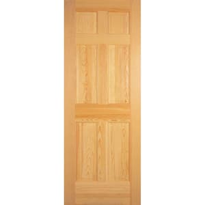 Smooth 6-Panel Solid Core Unfinished Pine Single Prehung Interior Door