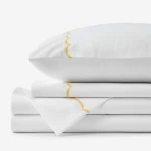 Legends Hotel Embroidered Scallop Geometric Cotton Percale Sheet Set