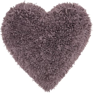 Fluffy Shag Frame Heart Solid Polyester Throw Pillow