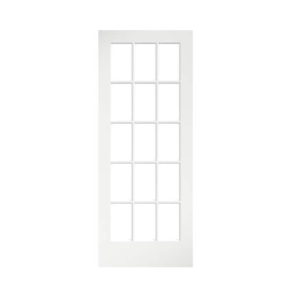 Clear Glass 15 Lite True Divided White Finished Solid French Interior Door Slab