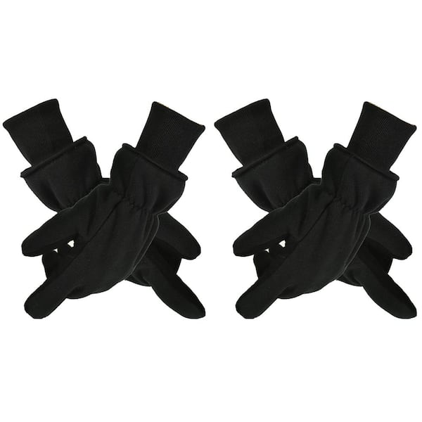 Black/Grey Winter Gloves with Deerskin Palm and Polar Fleece Back Insulated Lining (2-Pair)