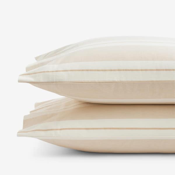 Wide Stripe T200 Yarn Cotton Percale Pillowcases (Set of 2)