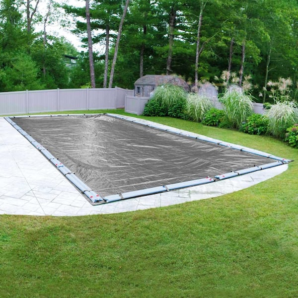 Advanced Waterproof Extra-Strength Rectangular Silver Winter Pool Cover