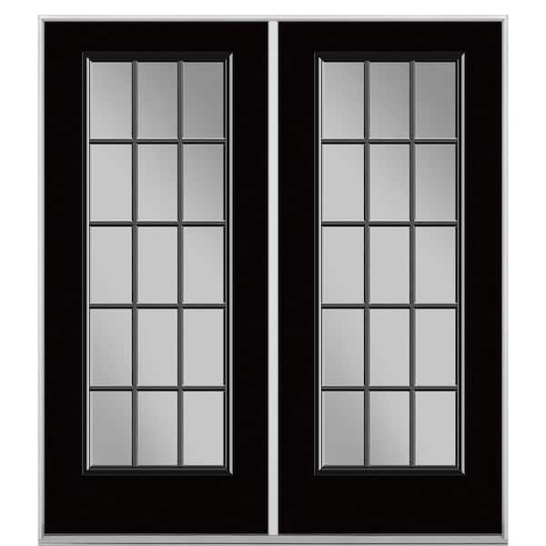 Prehung 15 Lite Primed Steel Patio Door with No Brickmold