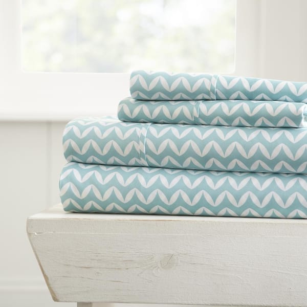 Puffed Chevron Pattern Geometric Microfiber Sheet Set