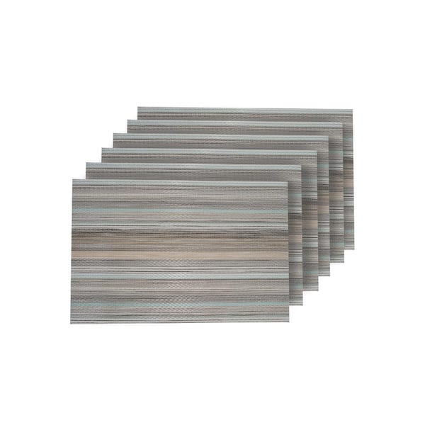 Multistripes Woven Textilene Reversible Rectangle Placemats (Set of 6)