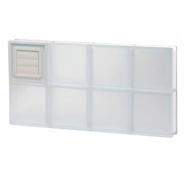 Frameless Frosted Pattern Glass Block Window with Dryer Vent