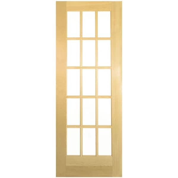 Smooth 15-Lite French Solid Core Unfinished Pine Interior Door Slab