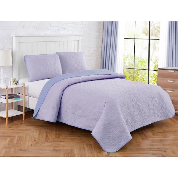 Solid Medallion Microfiber Quilt Set
