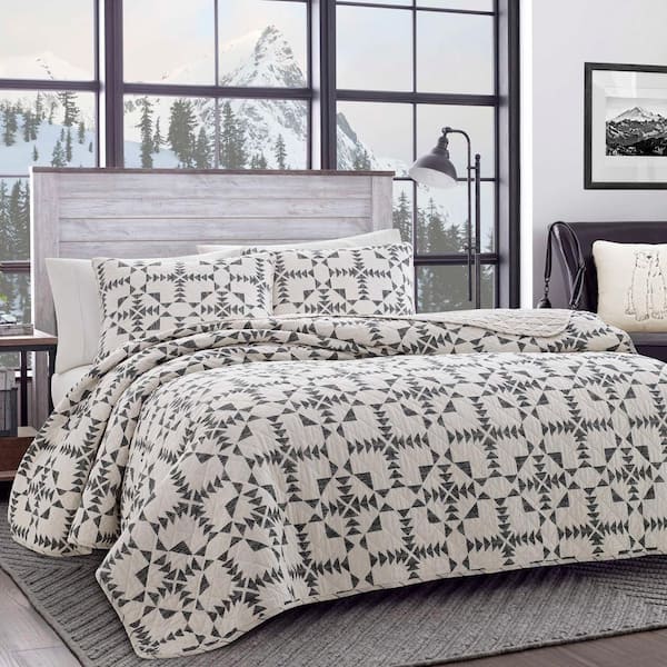 Arrowhead Charcoal Cotton Quilt Set