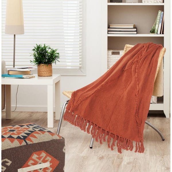 Briston Moroccan Fringed Tufted Cotton Throw Blanket