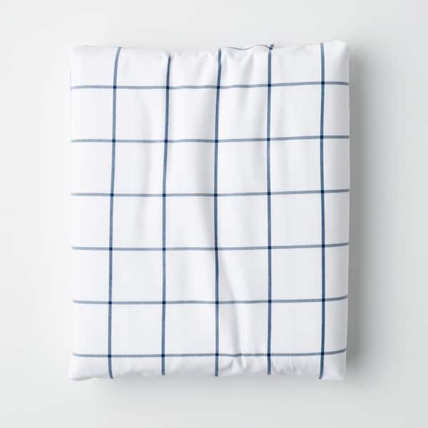 Block Plaid 200-Thread Count Yarn-Dyed Cotton Percale Fitted Sheet