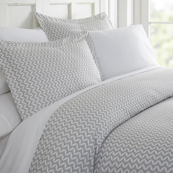 Puffed Chevron 3-Piece Microfiber Duvet Cover Set