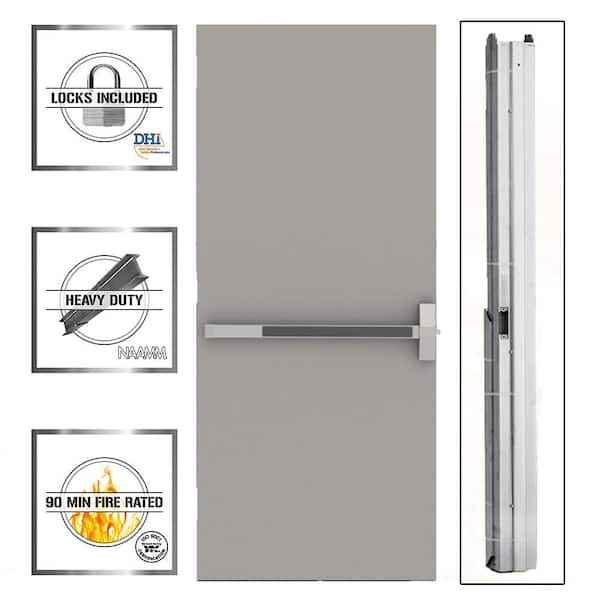 Flush Gray Steel Commercial Exit Unit with Hardware