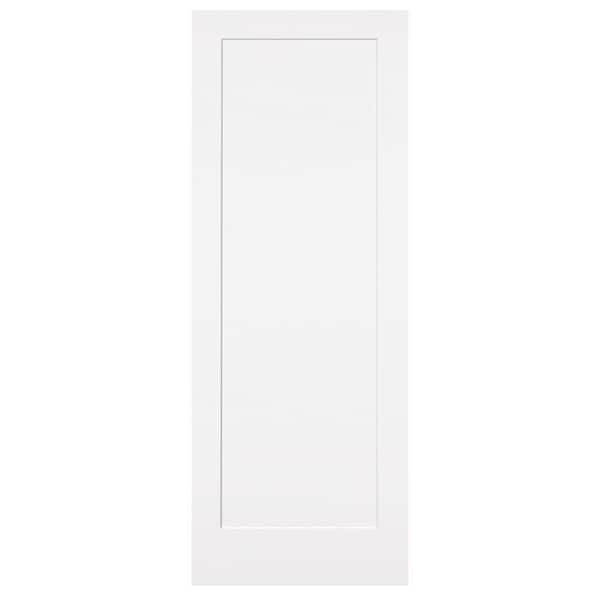 1-Panel Shaker Flat Panel Primed Solid Wood Interior Barn Door Slab