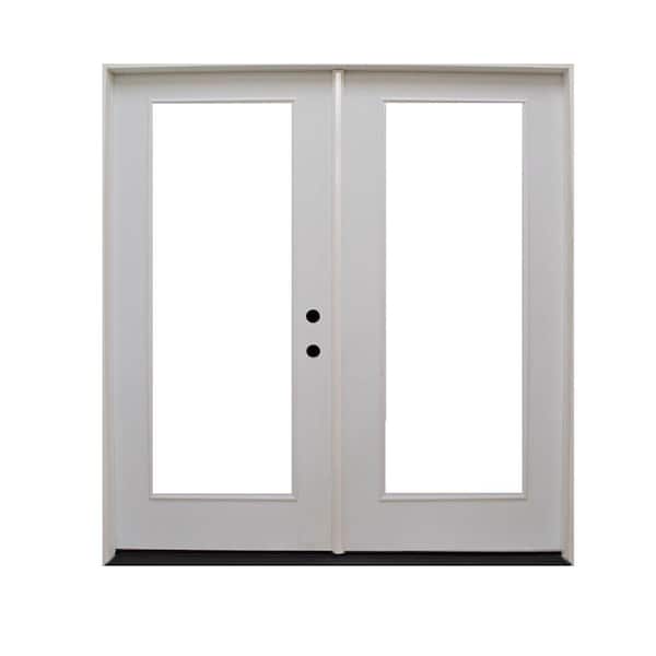 Reliant Series Clear Full Lite White Primed Fiberglass Double Prehung Patio Door