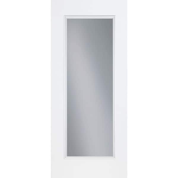 Premium Full Lite Primed Steel Prehung Front Door with No Brickmold