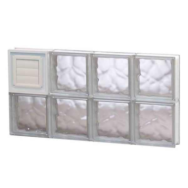 Frameless Wave Pattern Glass Block Window with Dryer Vent