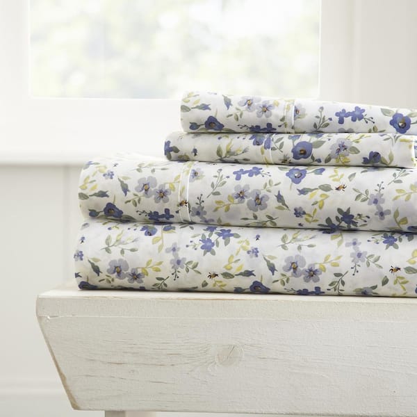 Blossoms Pattern Floral Microfiber Sheet Set