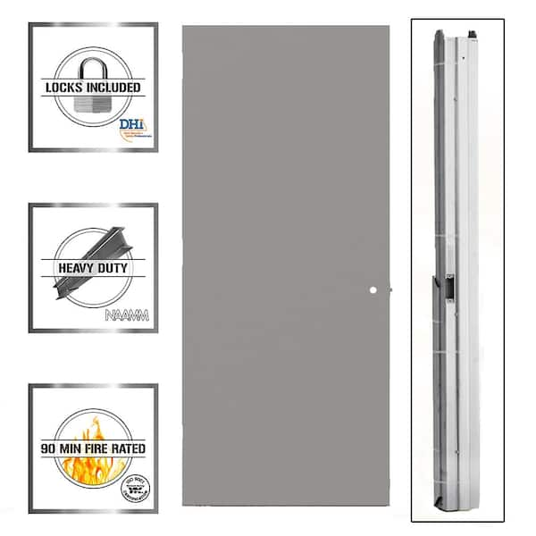 Gray Flush Steel Prehung Commercial Entrance Unit with Hardware