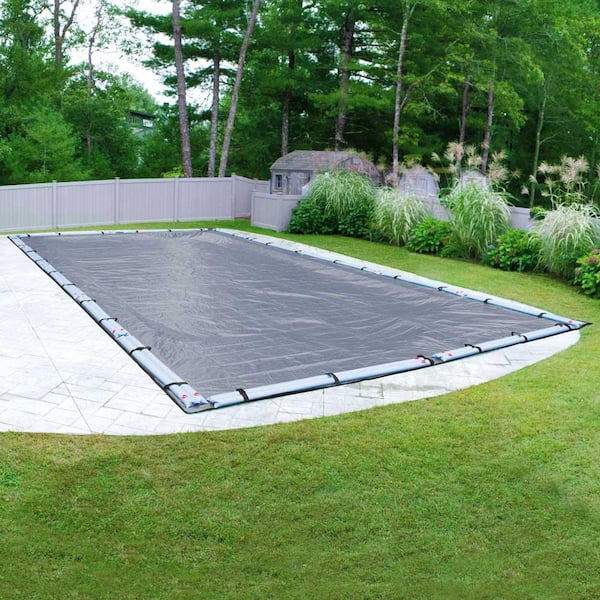 Commercial-Grade Rectangular Slate Blue Winter Pool Cover