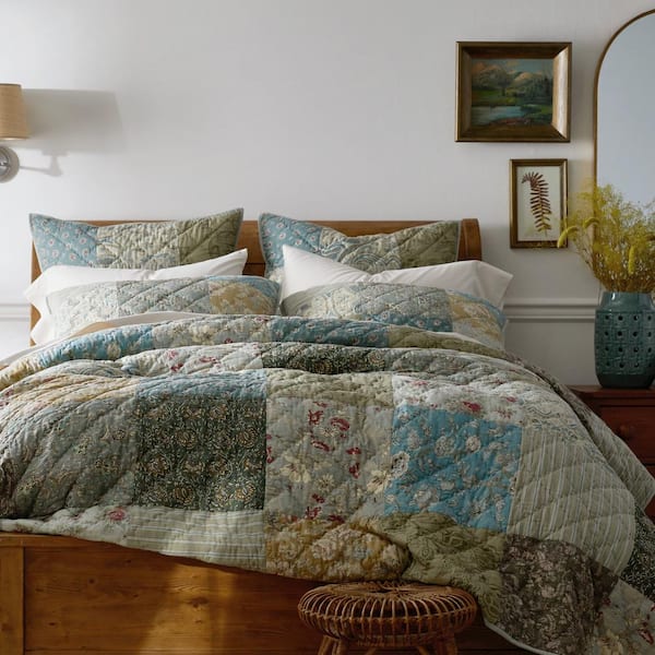 The Company Store Winter Floral Patchwork Quilt and Sham Collection - The  Home Depot