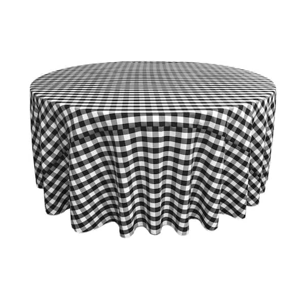 132 in. Polyester Gingham Checkered Round Tablecloth