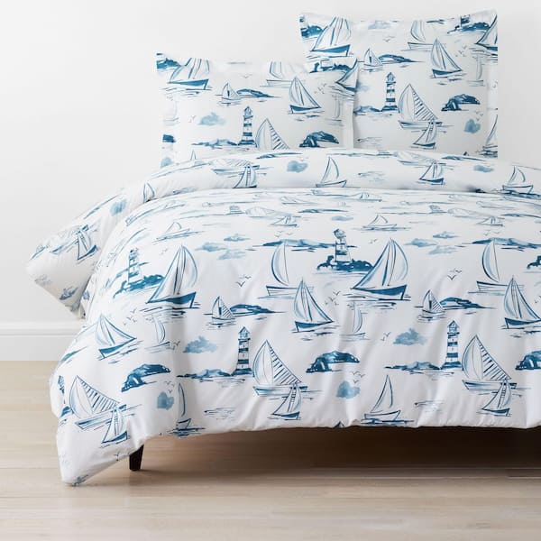 Company Cotton Boats And Lighthouse Percale Duvet Cover