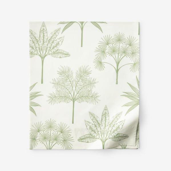 Company Cotton Tulum Forest Botanical Cotton Percale Flat Sheet