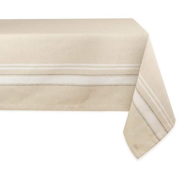 Chambray Cotton Tablecloth with French Stripe