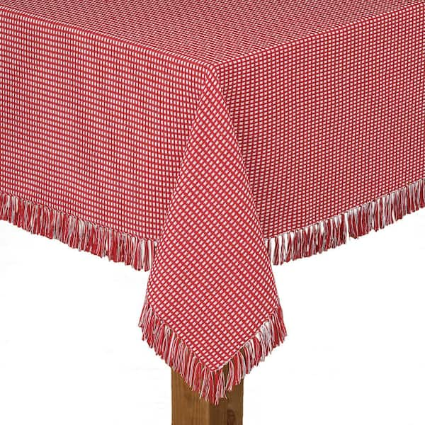 Homespun Fringed 70 in. Round 100% Cotton Tablecloth