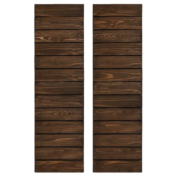 Cedar Board and Batten Horizontal Slat Shutters Pair