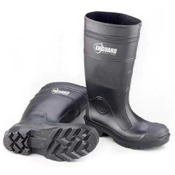 Men Black PVC Plain Toe Boots