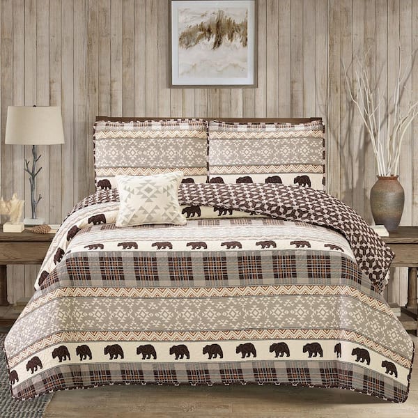 Grizzly Bears Graphic Polyester Quilt