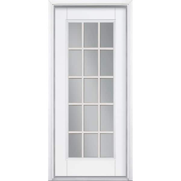 Premium 15 Lite Primed Steel Prehung Front Door with Brickmold