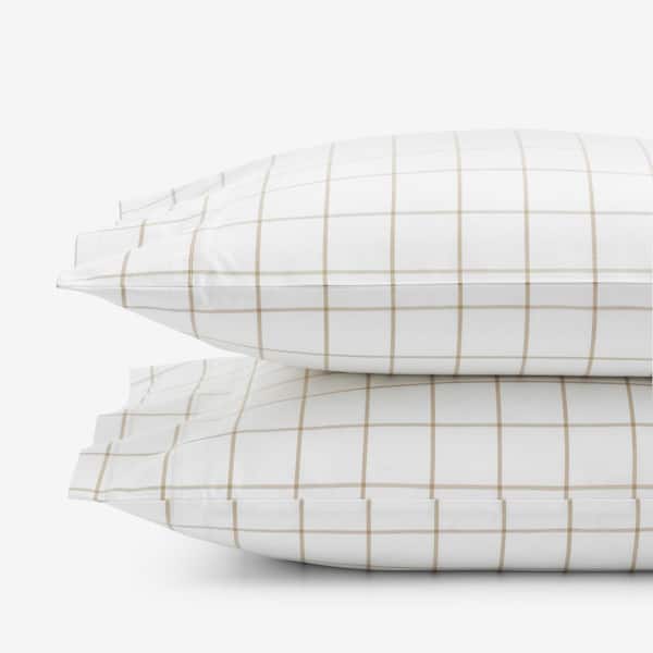 Block Plaid T200 Yarn Dyed Cotton Percale Pillowcases (Set of 2)