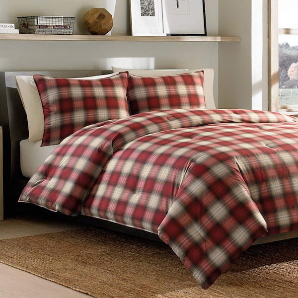 Navigation Red Plaid Cotton Comforter Set