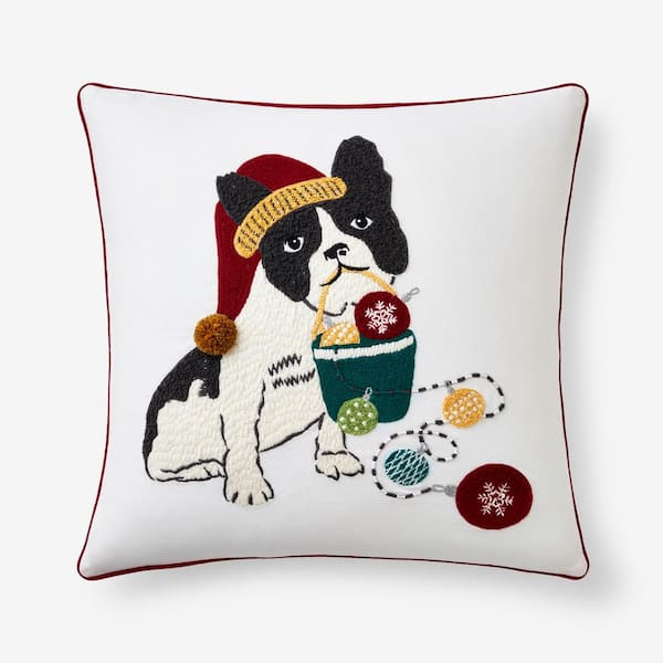 Holiday Dog Throw Pillow Cover