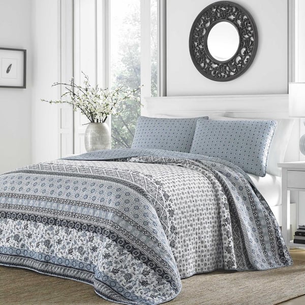 Bexley Blue Floral Cotton Quilt Set