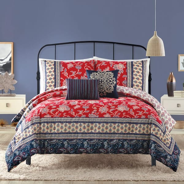 Marbella 5-Piece Red Comforter Set
